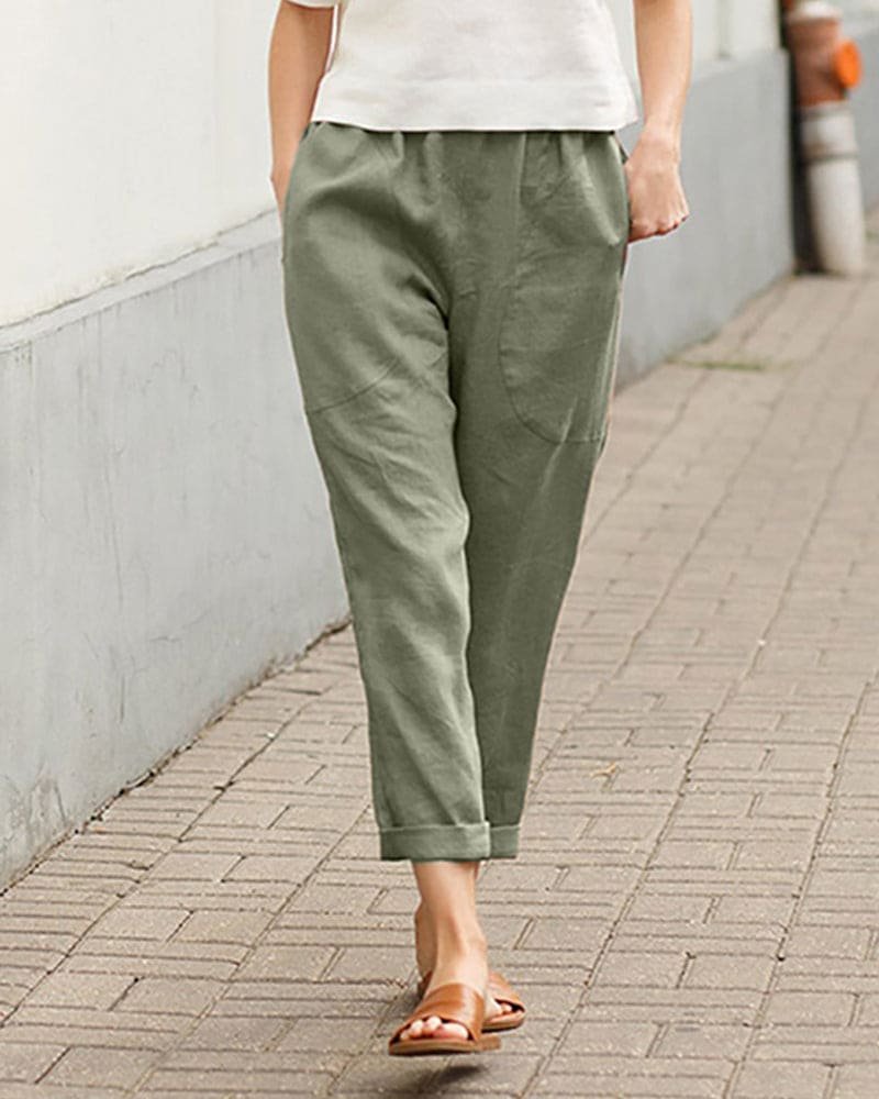 Marina linen trousers with rolled hem - styled outfit