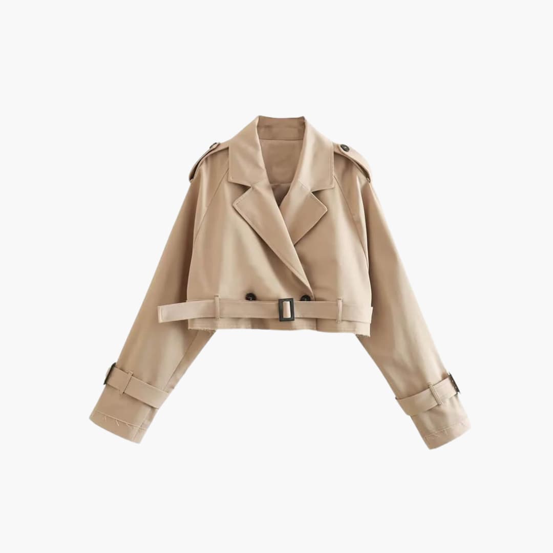 Marisa cropped trench coat - front view