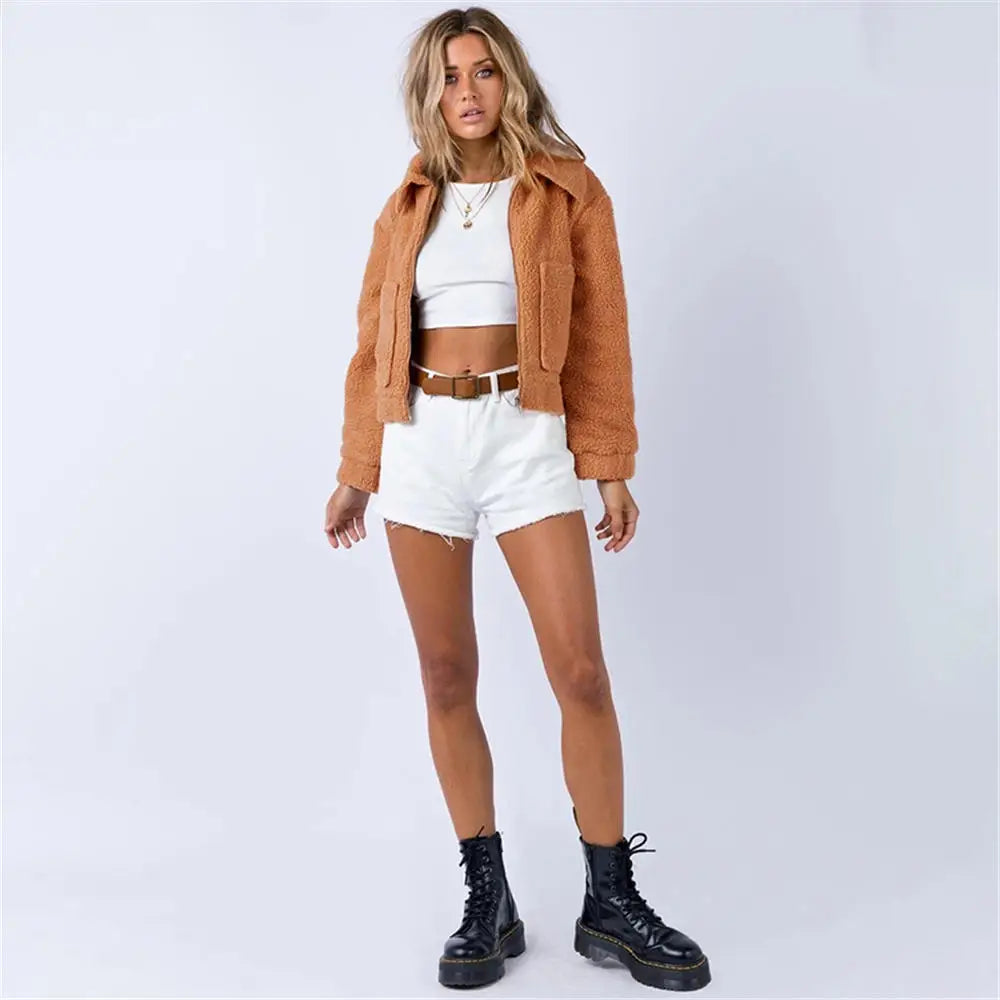Marisande | Cropped Sherpa Bomber Jacket
