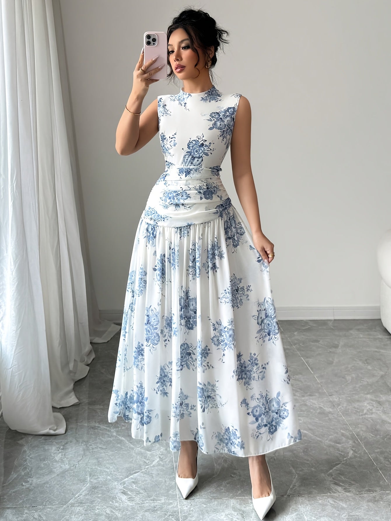 Marisol sleeveless floral dress - styled outfit 1