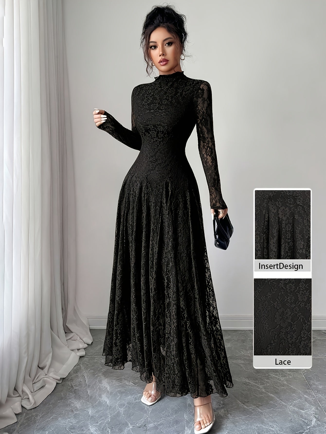 Marlene fall lace bodycon dress - side view
