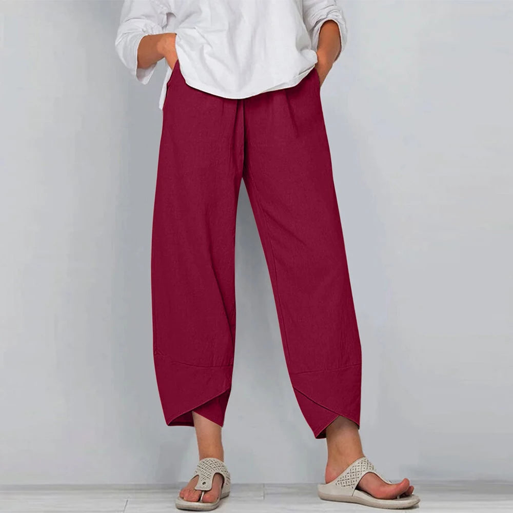Marlowe wide leg linen trousers - front view