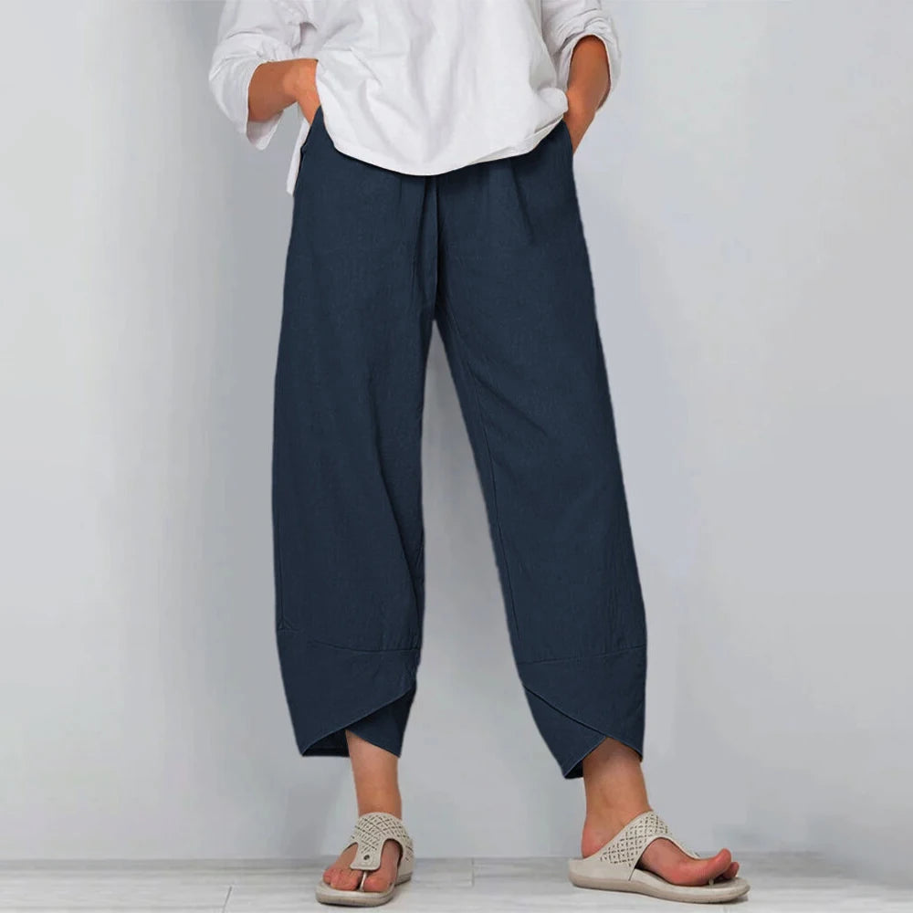 Marlowe wide leg linen trousers - side view