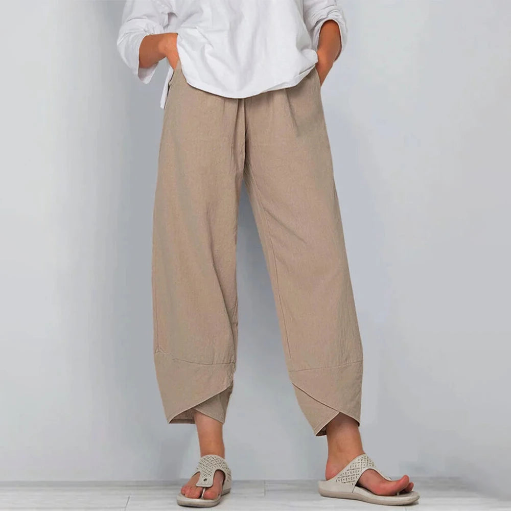 Marlowe wide leg linen trousers - back view