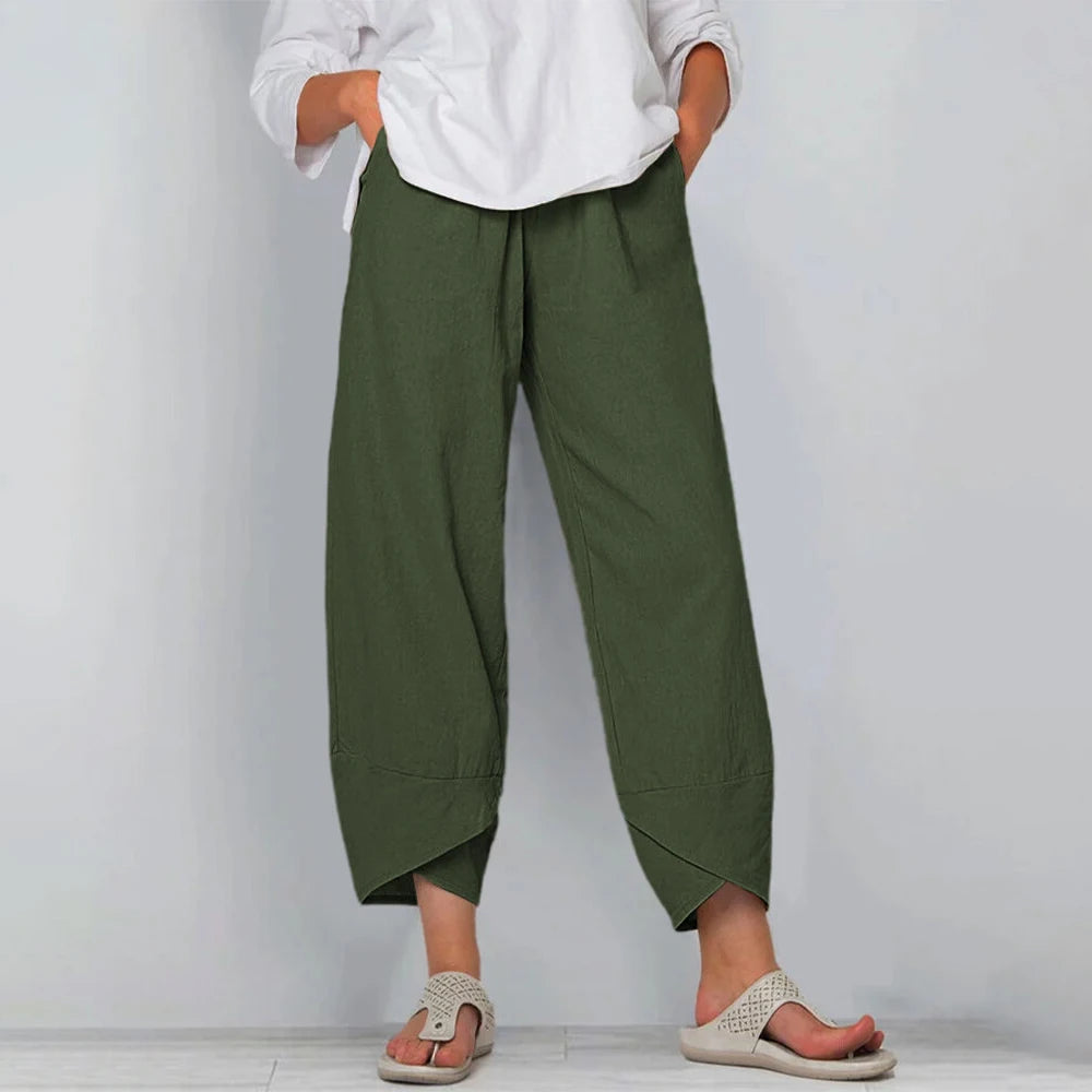 Marlowe wide leg linen trousers - waistband detail