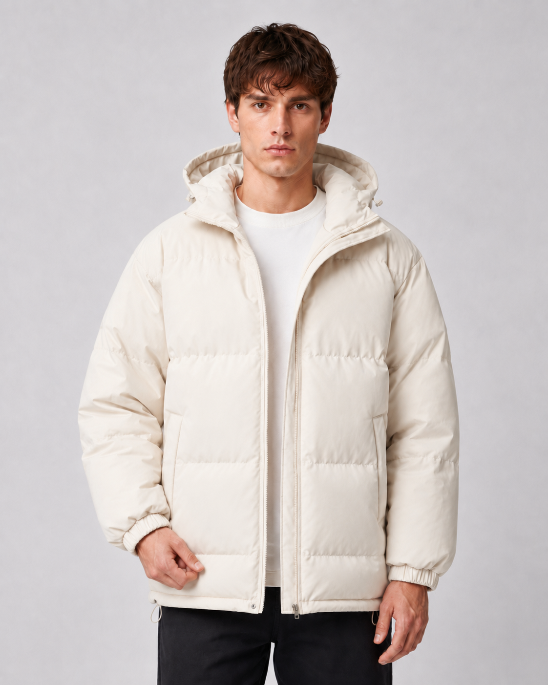 Matthew hooded puffer jacket high neck - full look 2
