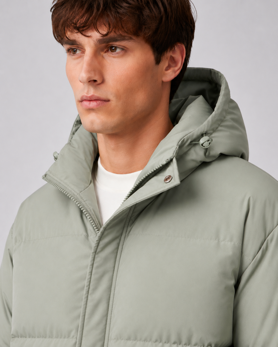 Matthew hooded puffer jacket high neck - side view