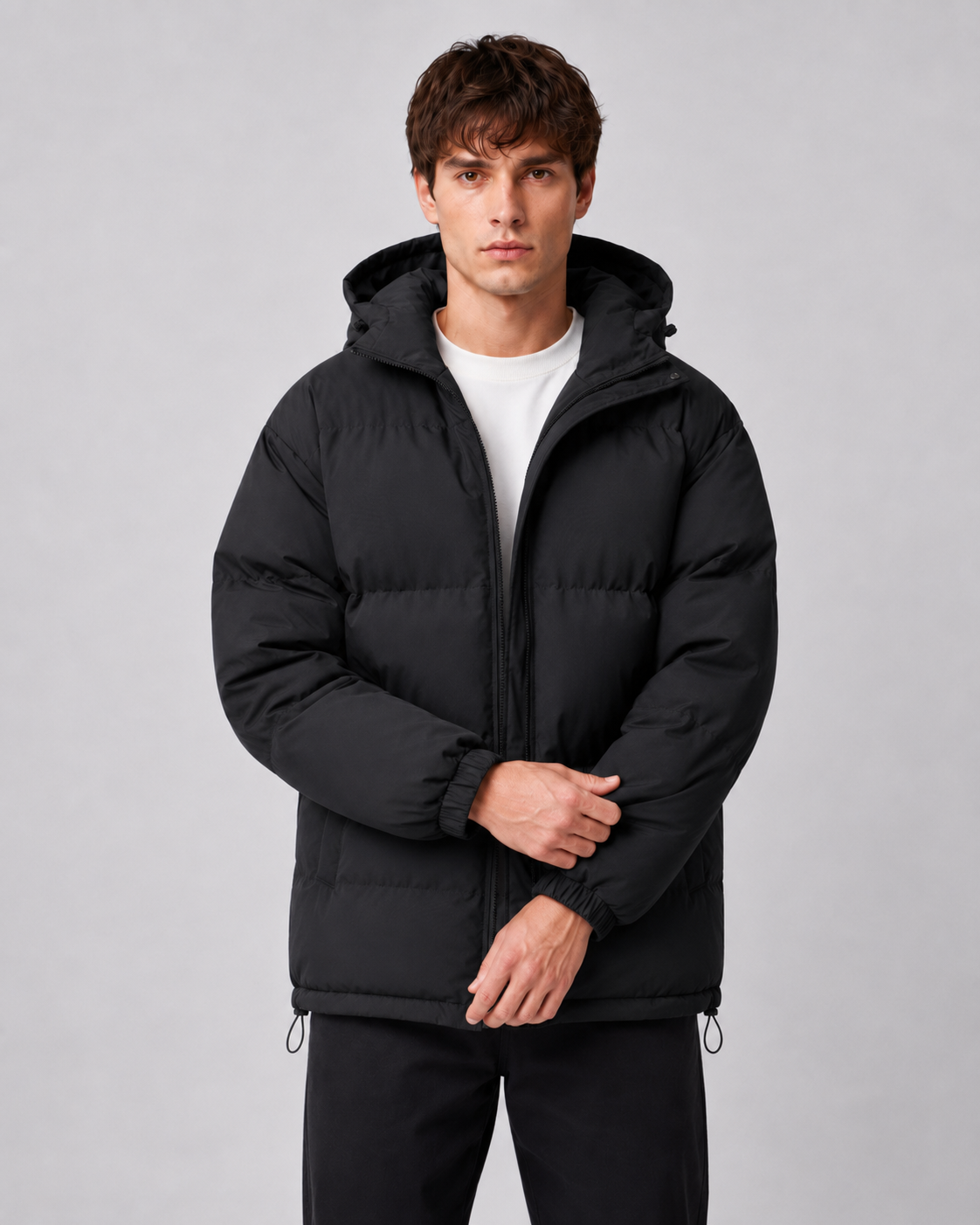Matthew hooded puffer jacket high neck - neck detail