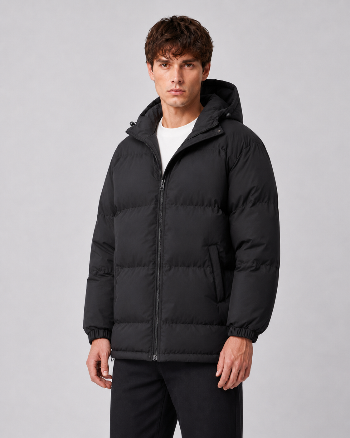 Matthew hooded puffer jacket high neck - hood detail
