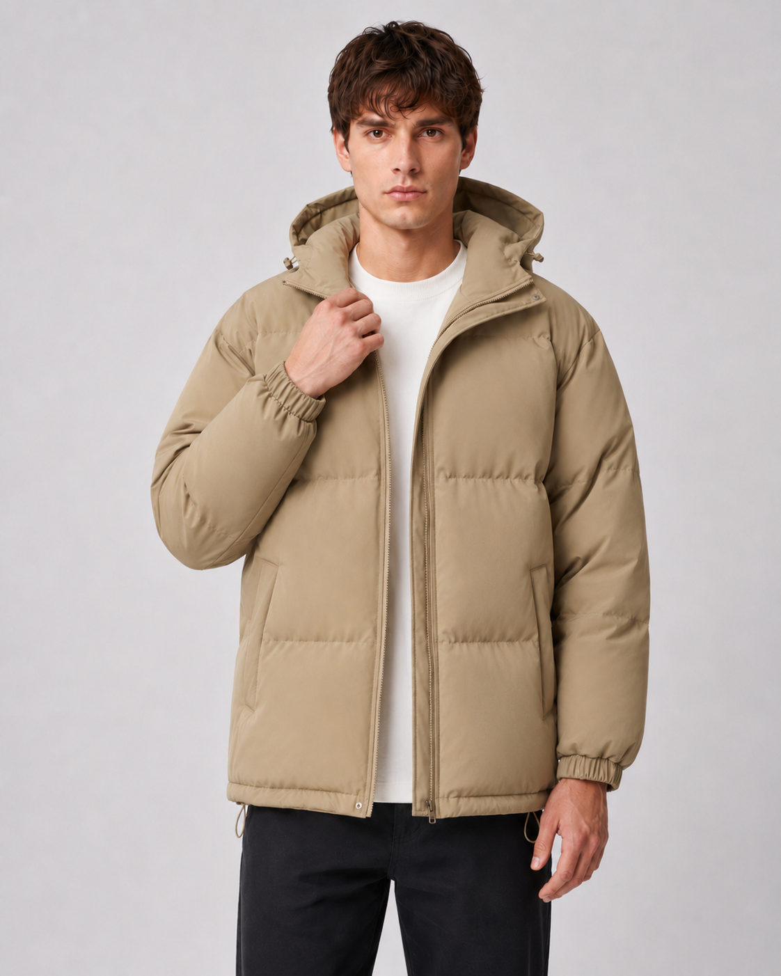 Matthew hooded puffer jacket high neck - styled outfit