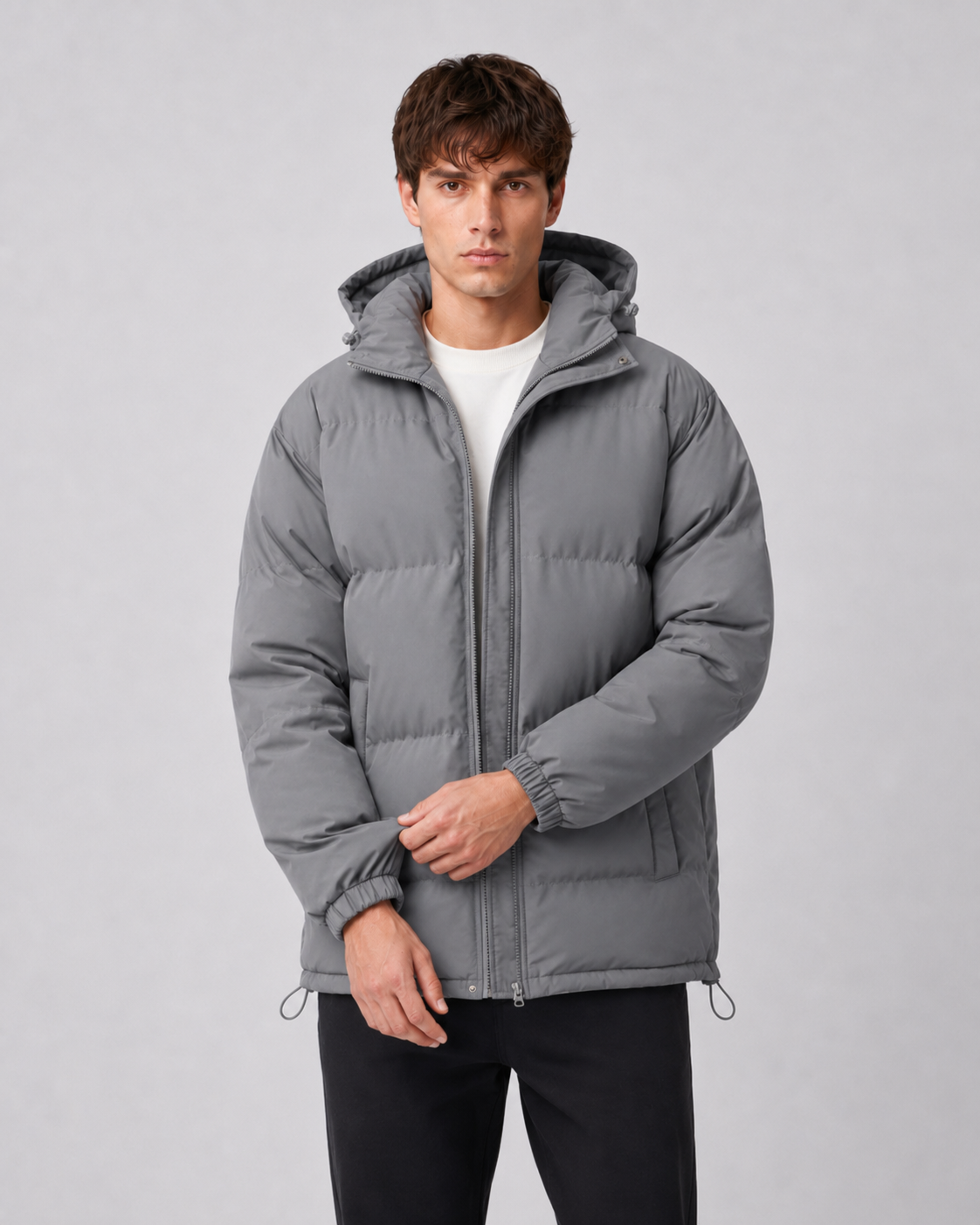 Matthew hooded puffer jacket high neck - full look 1