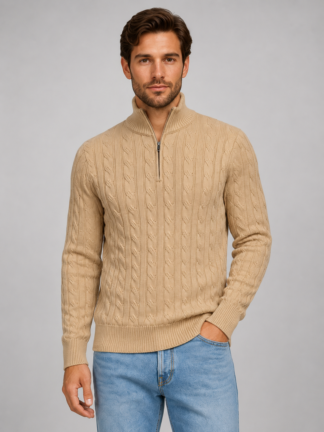 Maximilian | Cable Knit Quarter Zip Jumper