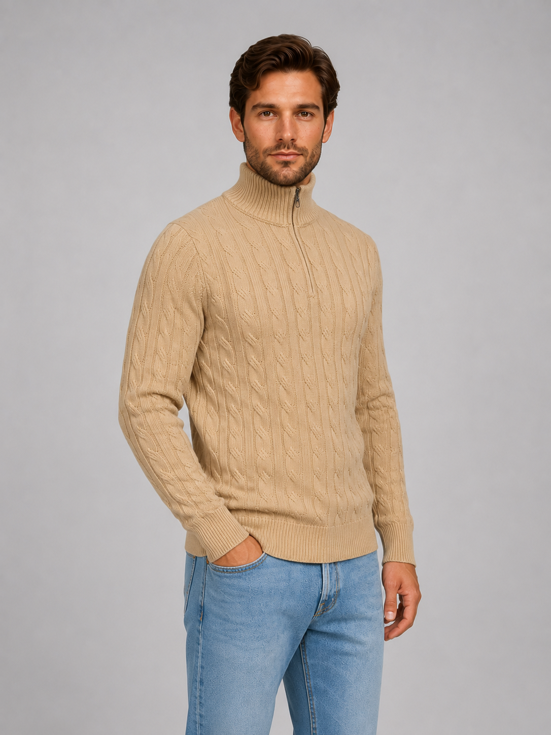 Maximilian | Cable Knit Quarter Zip Jumper