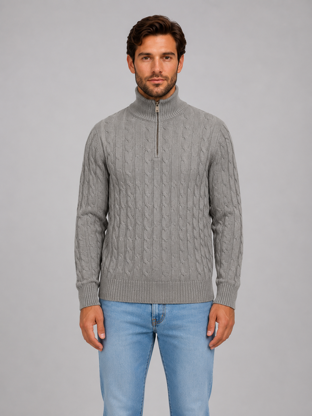Maximilian | Cable Knit Quarter Zip Jumper