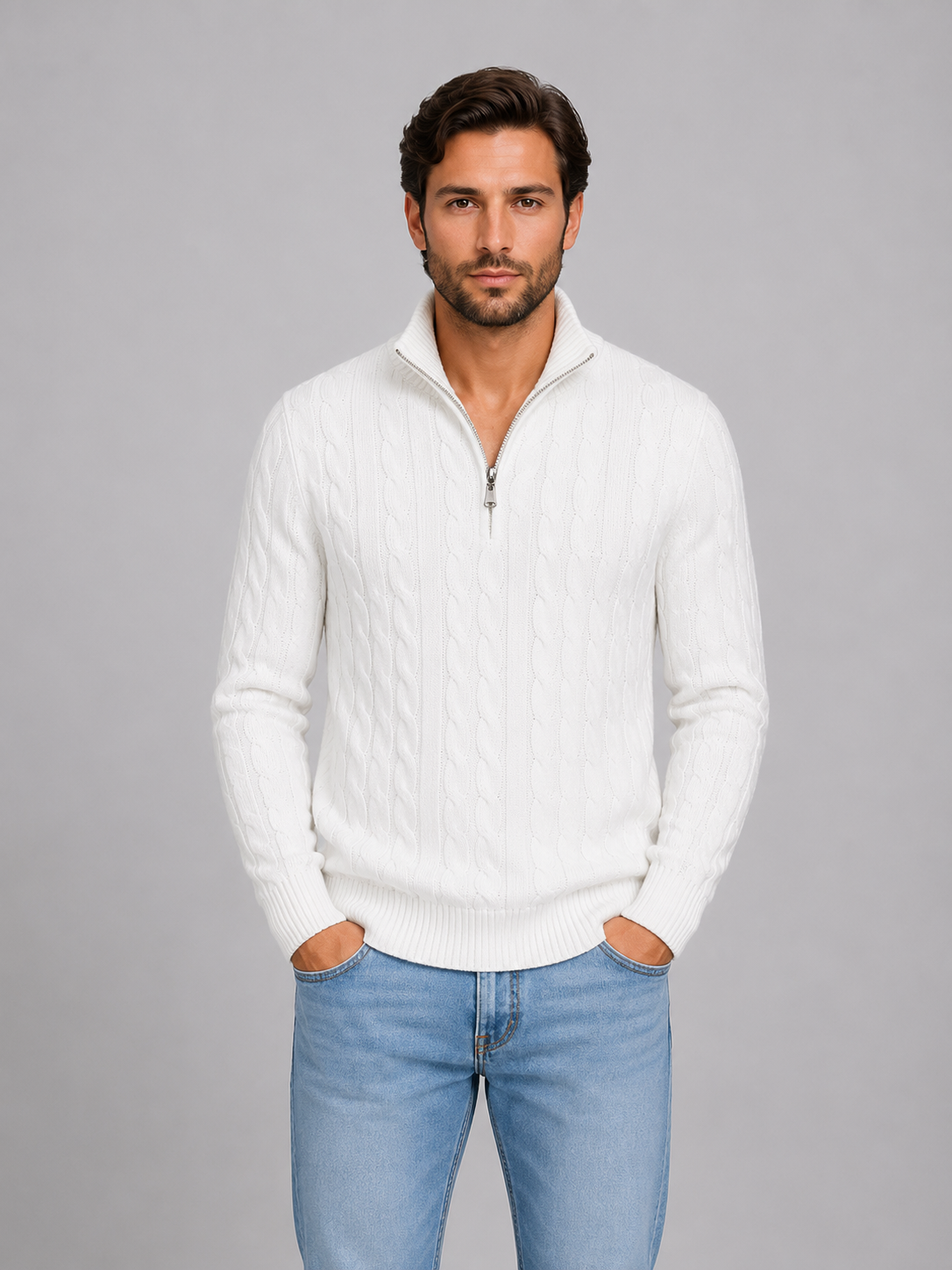 Maximilian | Cable Knit Quarter Zip Jumper