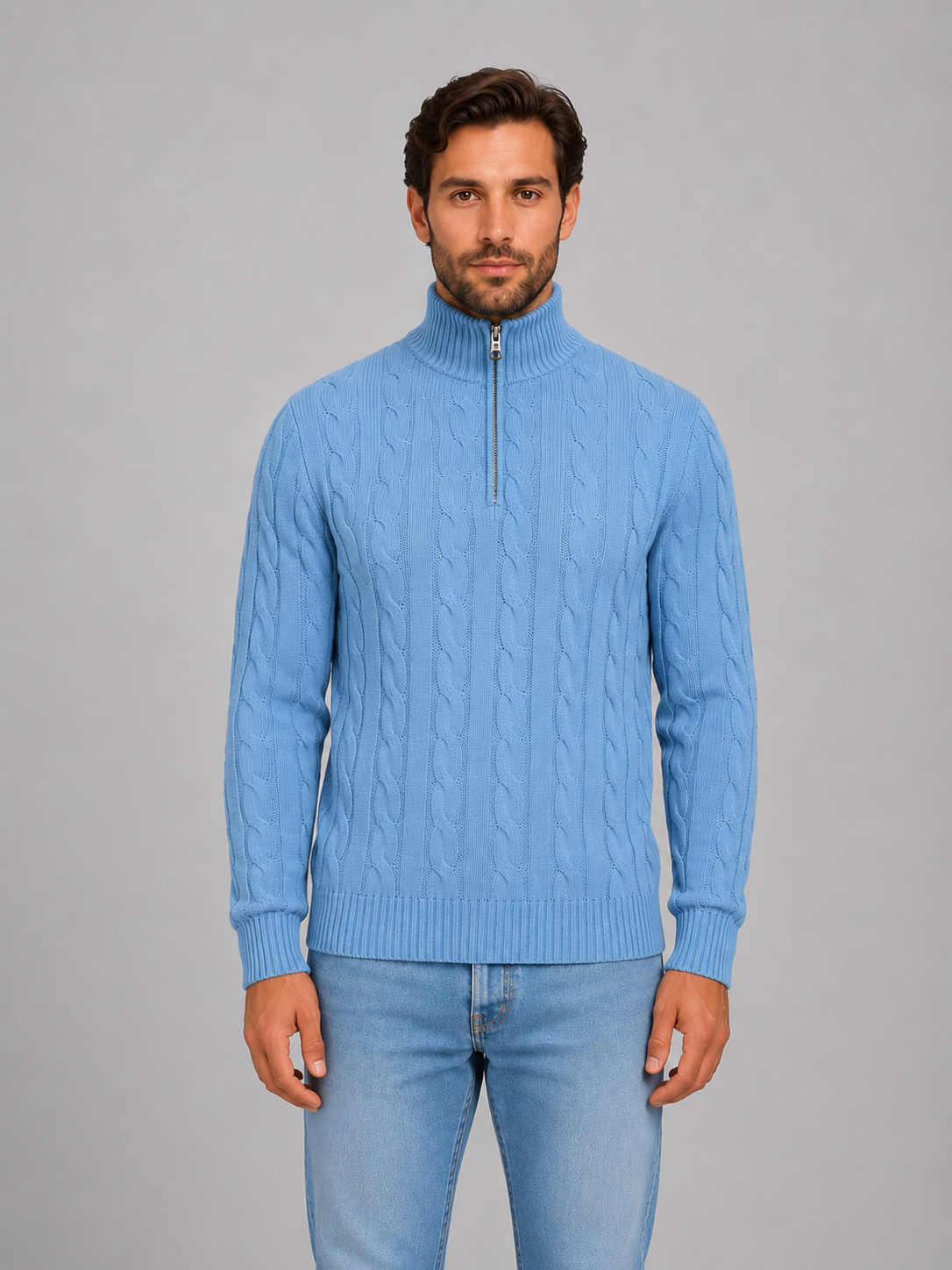Maximilian | Cable Knit Quarter Zip Jumper