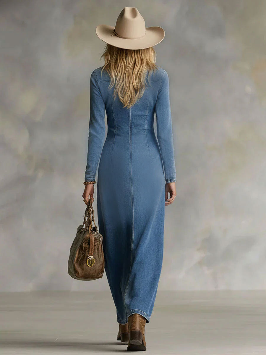 Maxine | V-Neck Button Front Maxi Dress