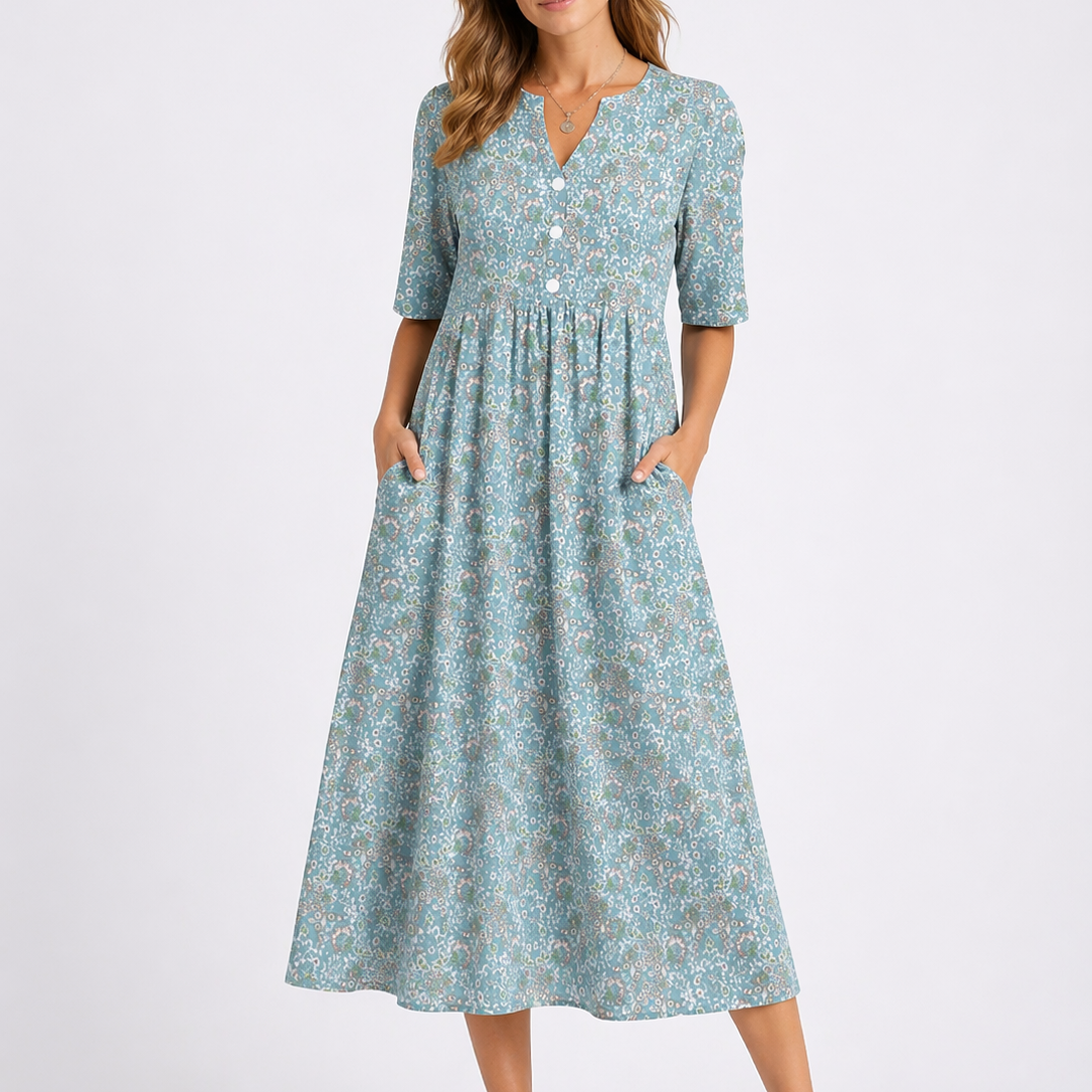 Maya | Women's Floral V-Neck Midi Dress