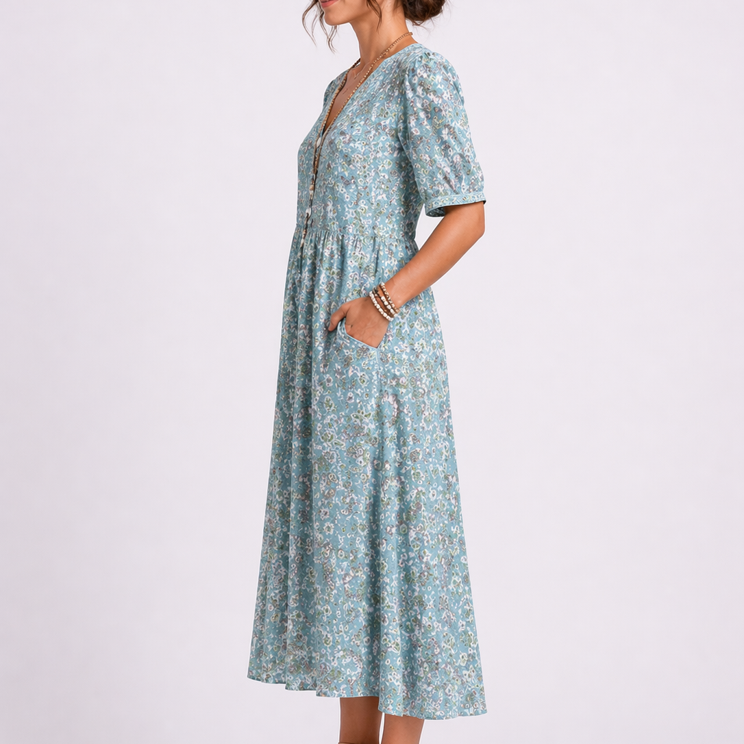 Maya | Women's Floral V-Neck Midi Dress