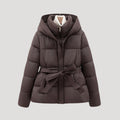 Melissa belted hooded puffer jacket - front view