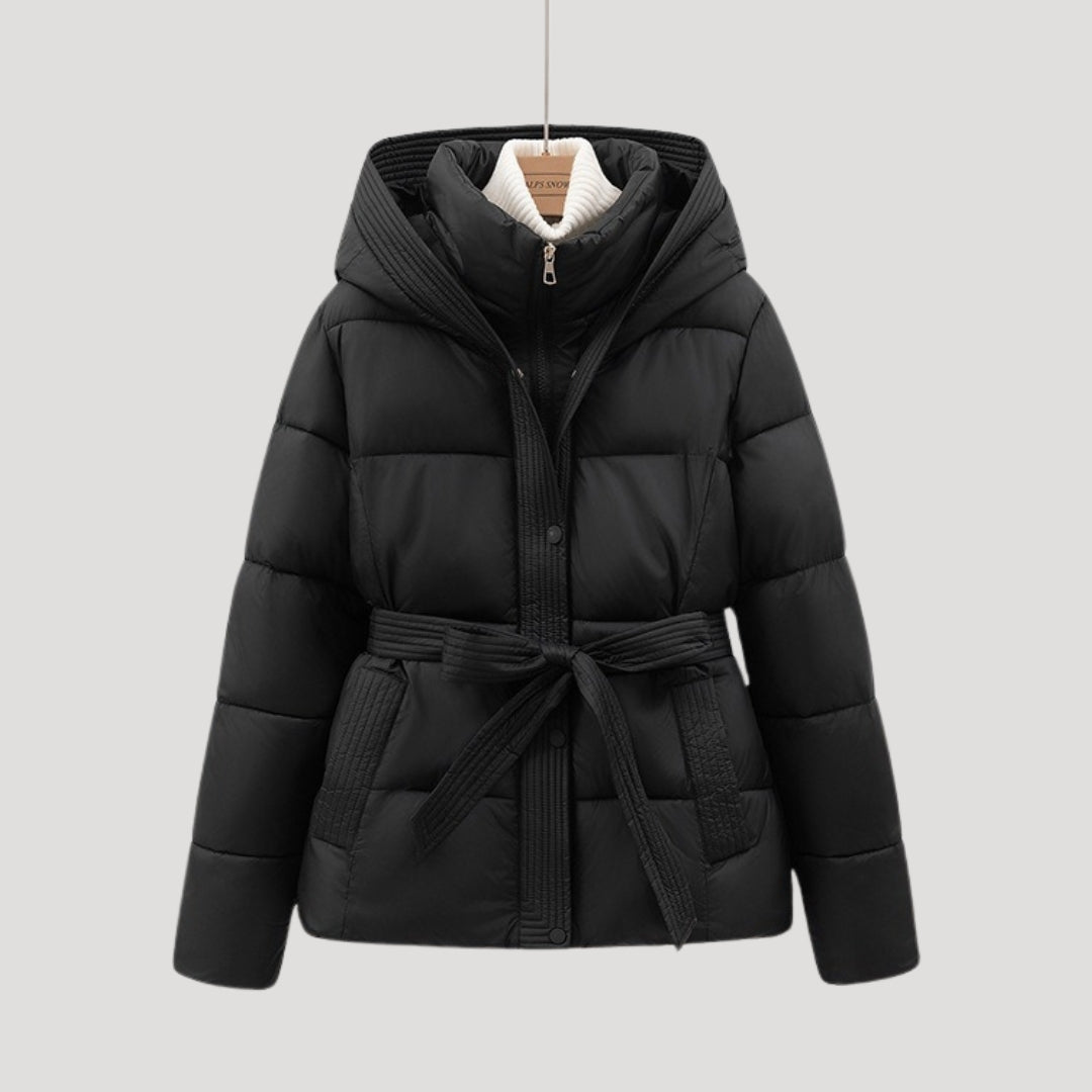 Melissa belted hooded puffer jacket - side view