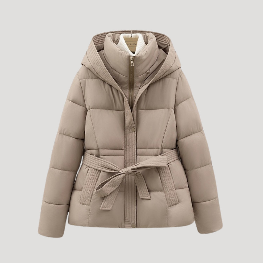 Melissa belted hooded puffer jacket - hood detail
