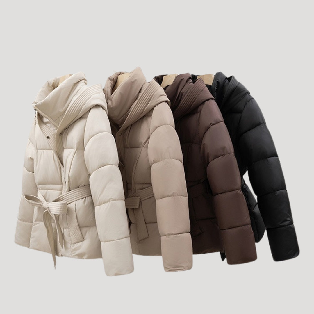 Melissa belted hooded puffer jacket - full look