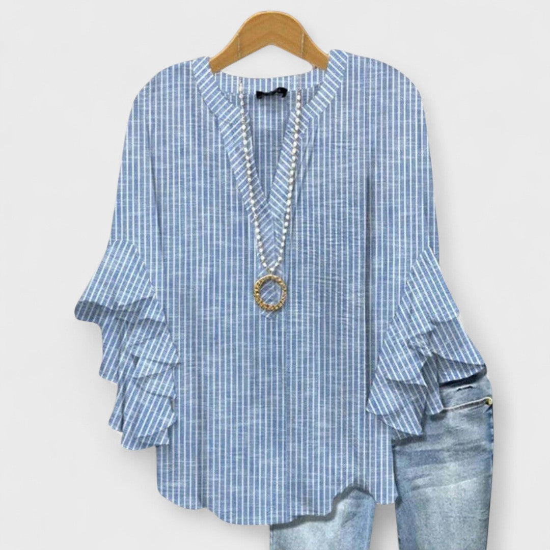 Mia | Floral Print Blouse with Ruffle Sleeves
