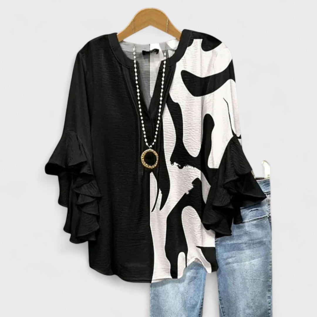 Mia | Floral Print Blouse with Ruffle Sleeves