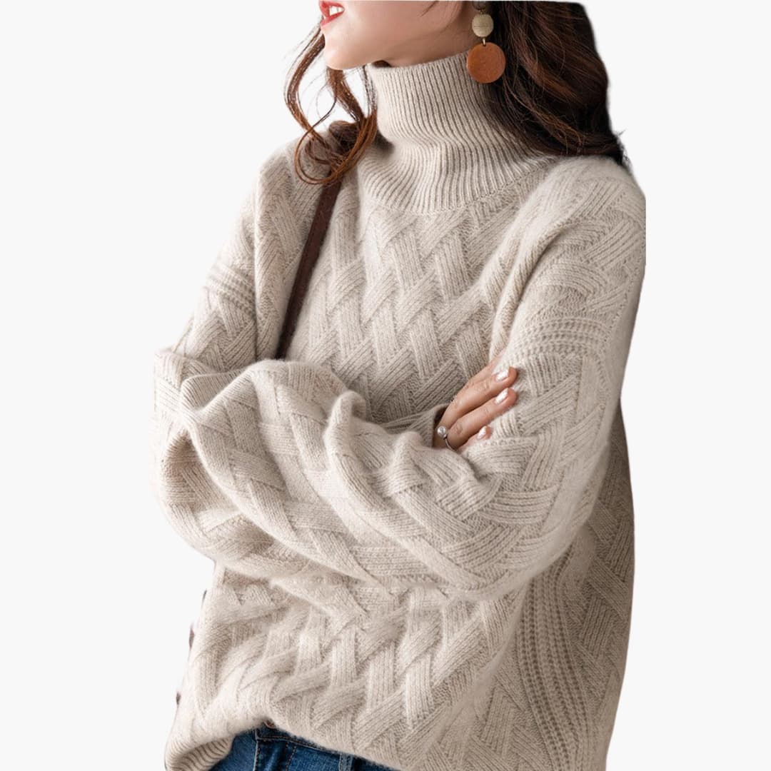 Mia oversized turtleneck sweater - front view