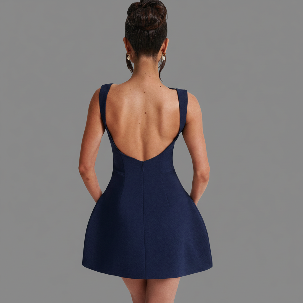 Michaela | Boat Neck A Line Mini Dress