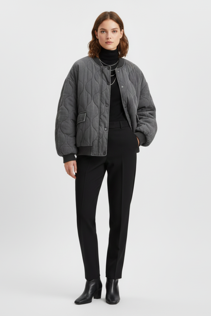 Miranda bomber jacket with snap closure - styled outfit