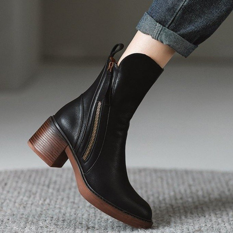 Monroe | Leather Zip Ankle Boots