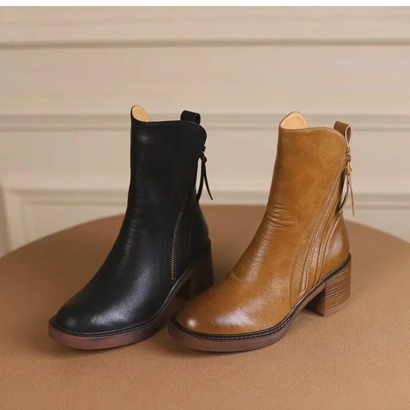 Monroe | Leather Zip Ankle Boots