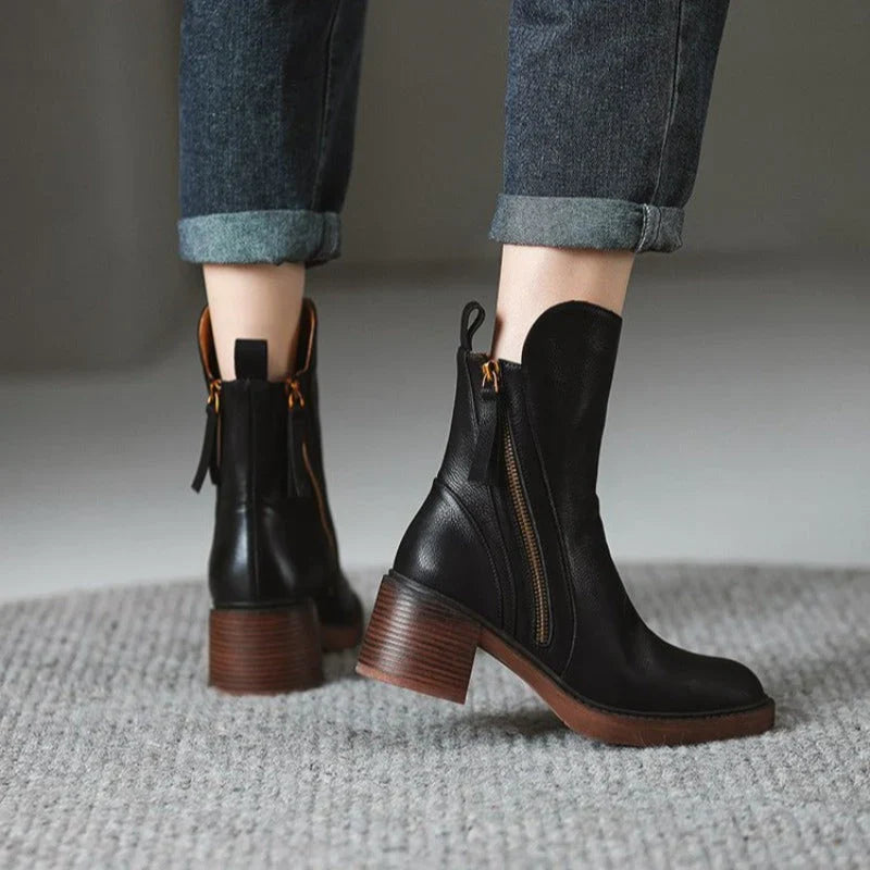 Monroe | Leather Zip Ankle Boots
