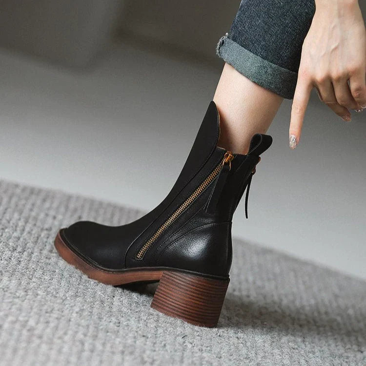 Monroe | Leather Zip Ankle Boots