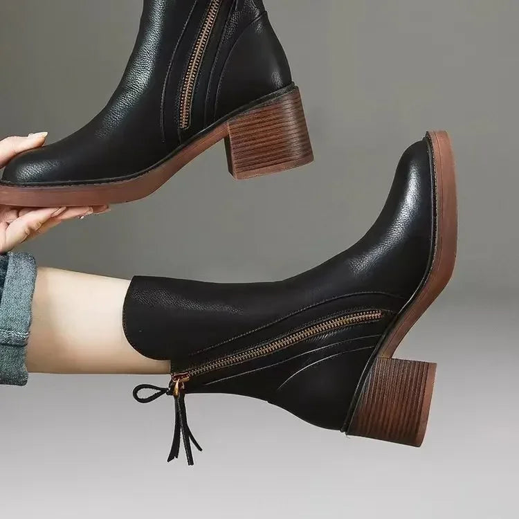 Monroe | Leather Zip Ankle Boots