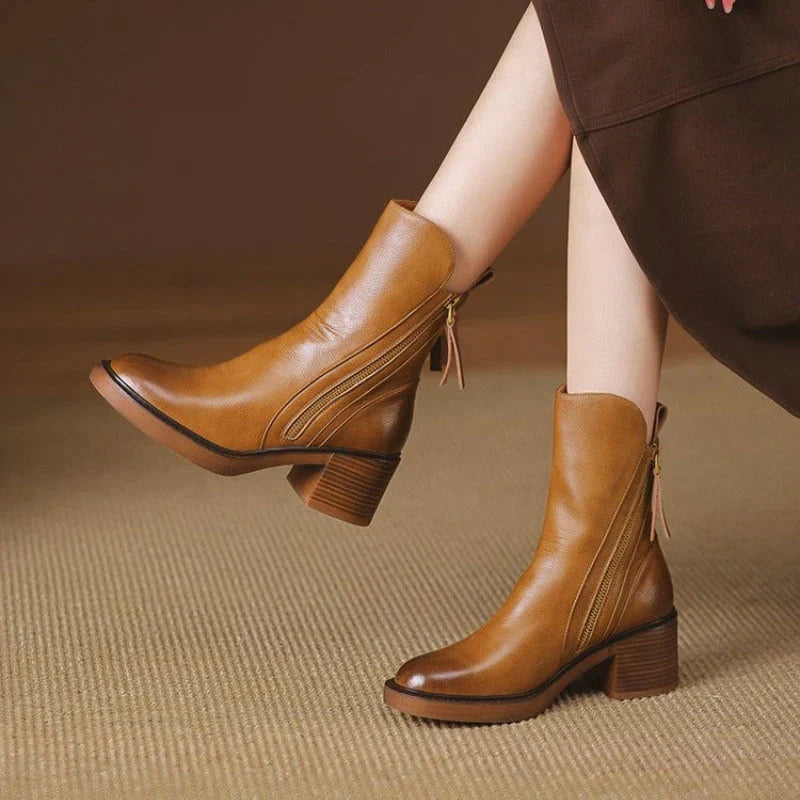 Monroe | Leather Zip Ankle Boots