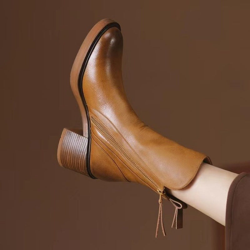 Monroe | Leather Zip Ankle Boots
