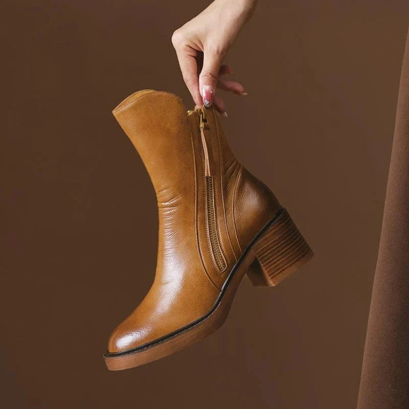 Monroe | Leather Zip Ankle Boots