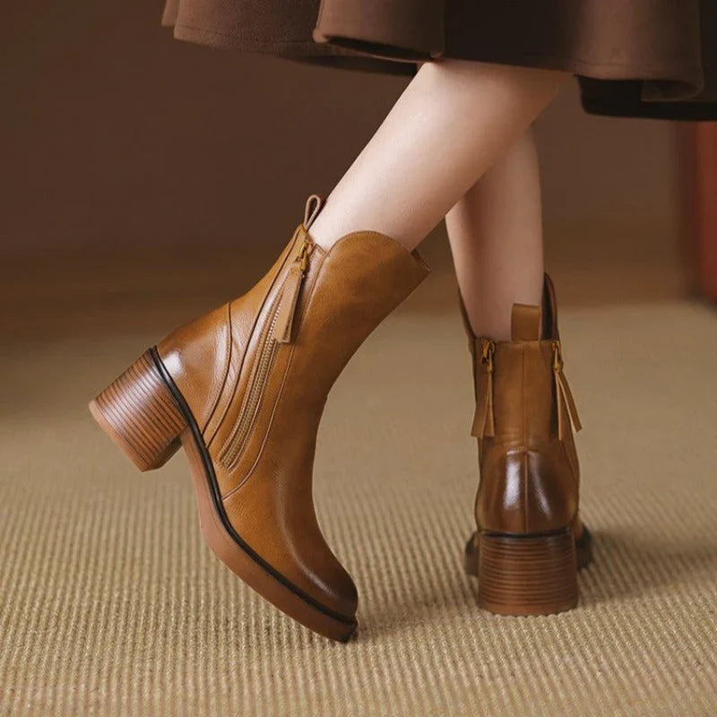 Monroe | Leather Zip Ankle Boots