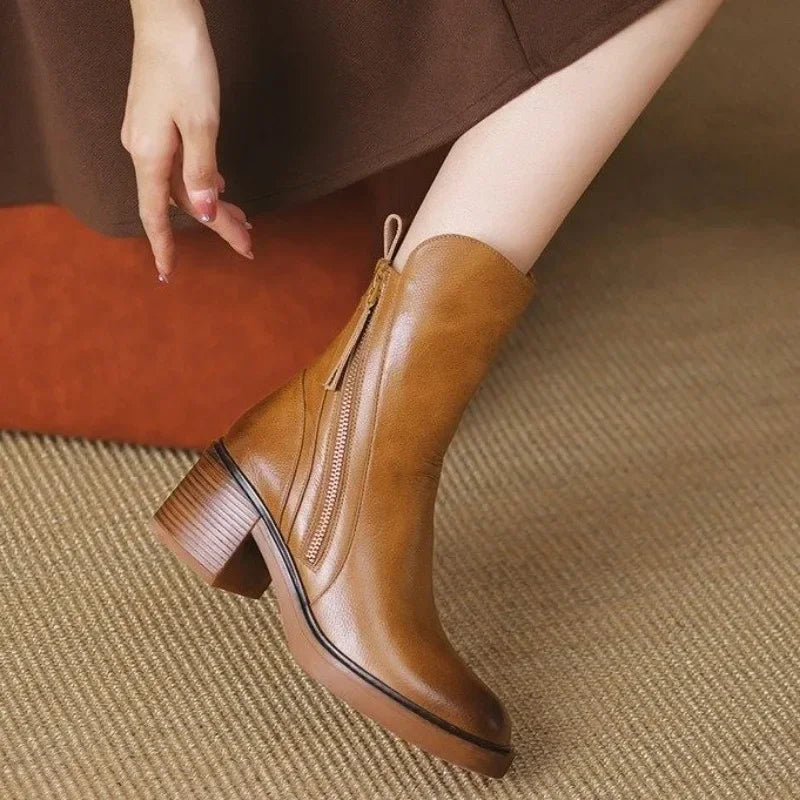Monroe | Leather Zip Ankle Boots