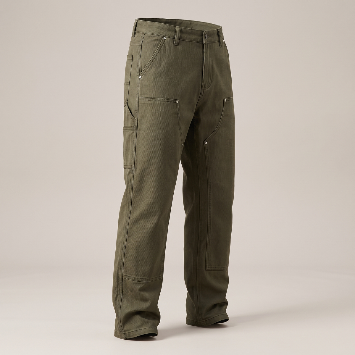 Montague straight-leg workwear utility pants, army green