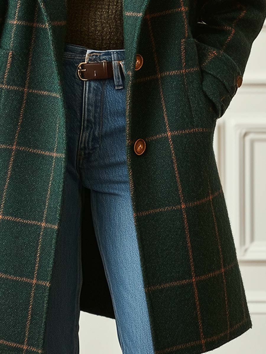 Nadine retro lapel plaid coat, view 4