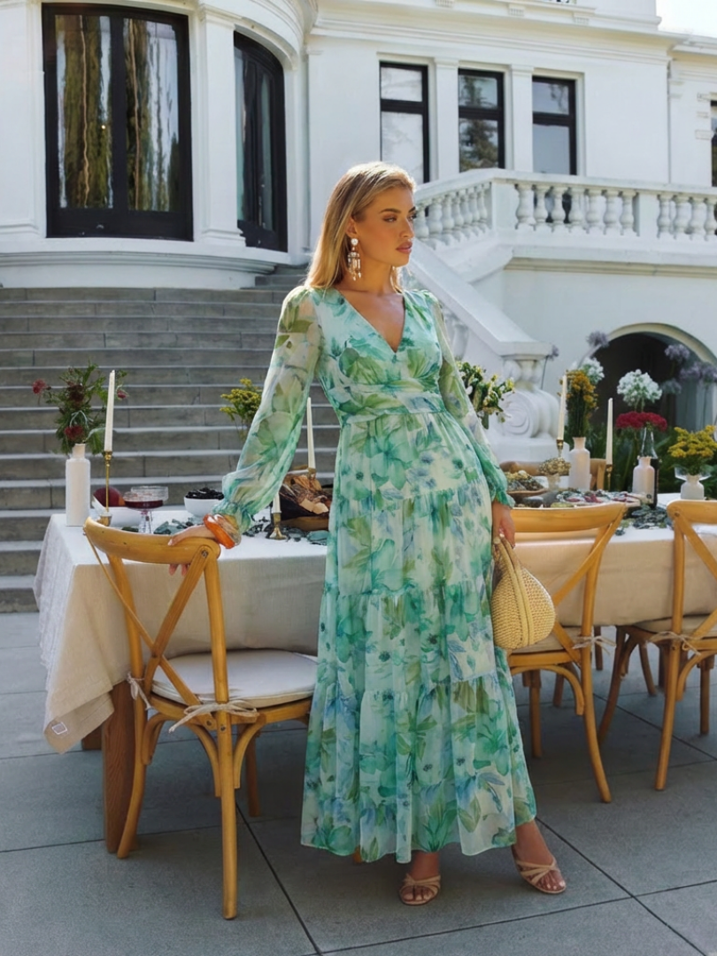Naomi | Women's V Neck Floral Maxi Dress