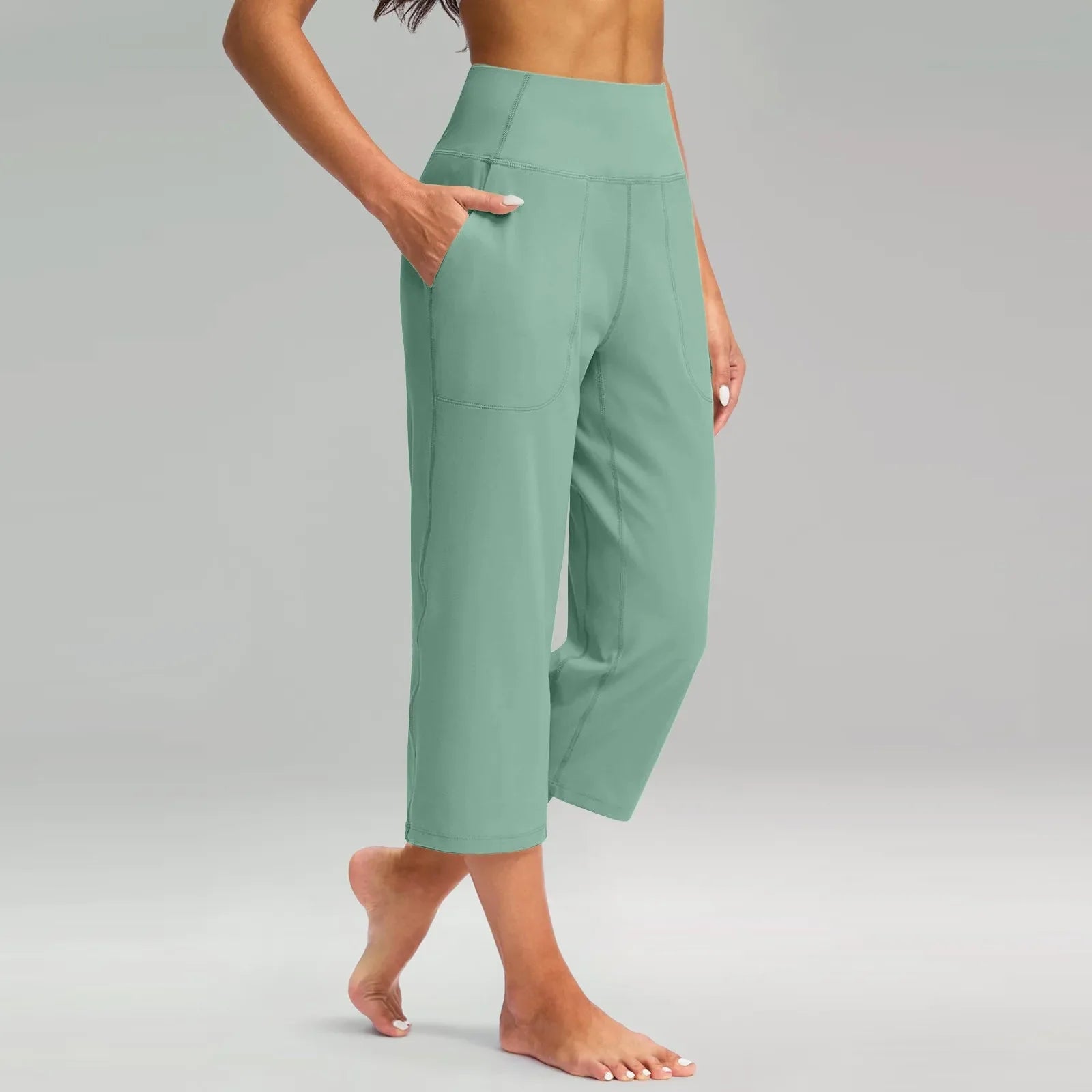 Naomi high waist wide leg capri pants - pocket detail
