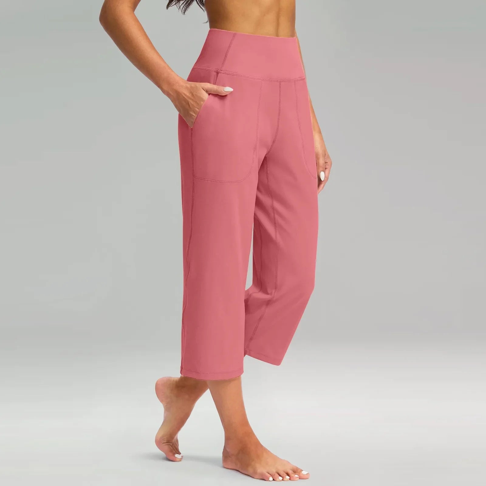 Naomi high waist wide leg capri pants - color Wine
