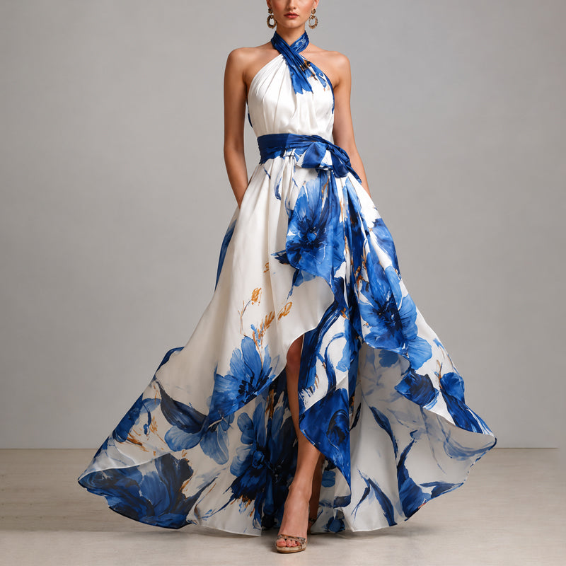 Natalia | Floral Halter Maxi Dress