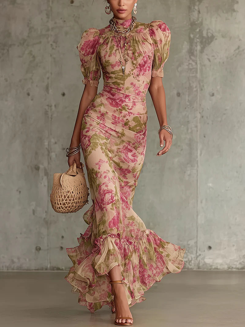 Natasha | Floral Mock Neck Maxi Dress