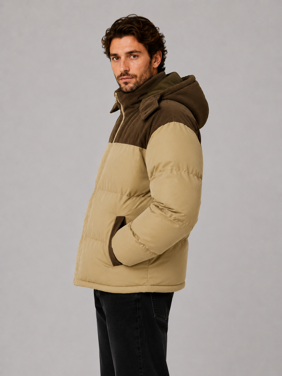 Nathaniel | Hooded Corduroy Puffer Jacket